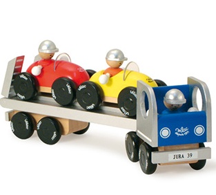 Camion de pompier en bois et ses 2 figurines - la fée du jouet